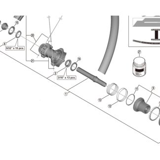 Shimano XT - Akselsæt komplet til baghjul - WH-M8100-B