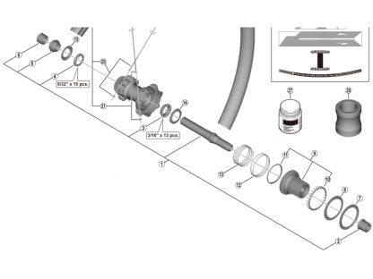 Shimano XT - Akselsæt komplet til baghjul - WH-M8100-B